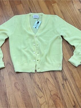 Vintage Lemon Yellow V-Neck Button Cardigan